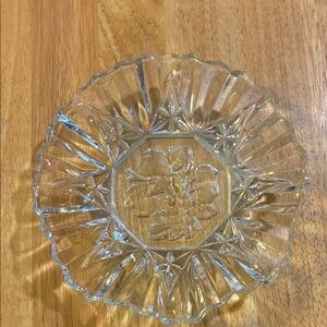 Crystal Clear Glass Floral Serving Dish